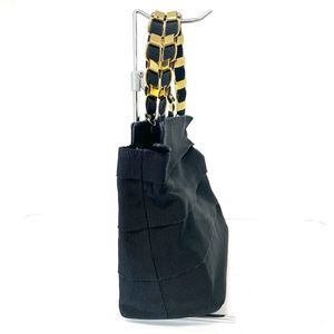 Salvatore Ferragamo Chemical Frill Handbag Fiber Black Leather Vara